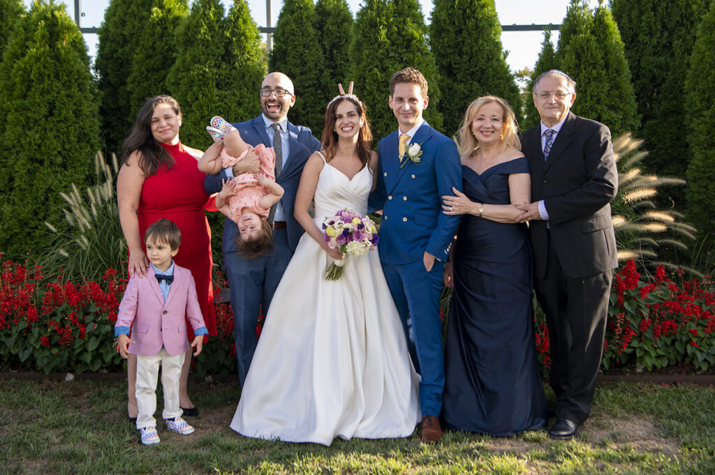 silly family photo at Liberty House wedding in Jersey City