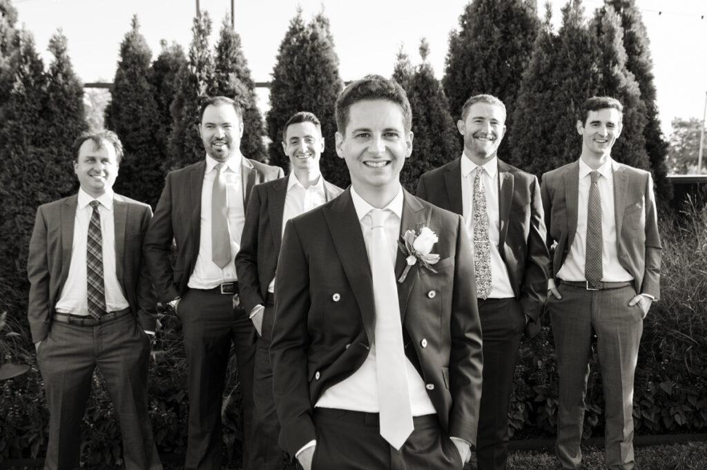 groom and groomsmen at Liberty House wedding in Jersey City