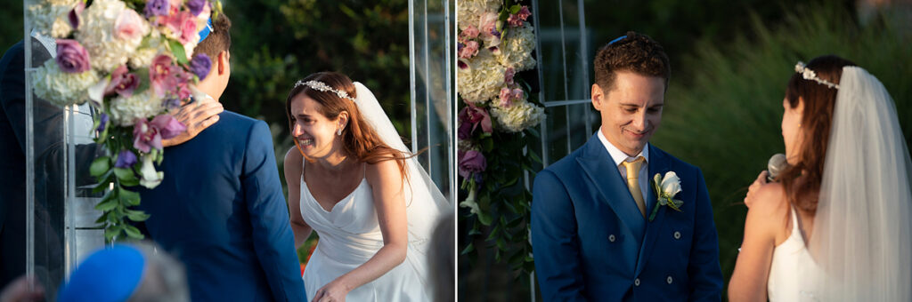 bride and groom during a Jewish wedding ceremony at Liberty House in Jersey City