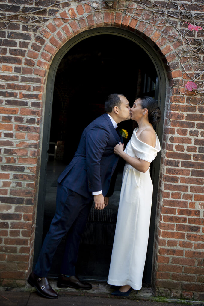 bride and groom on their wedding day at The Foundry in Long Island City