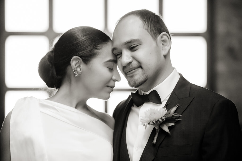 bride and groom on their wedding day at The Foundry in Long Island City