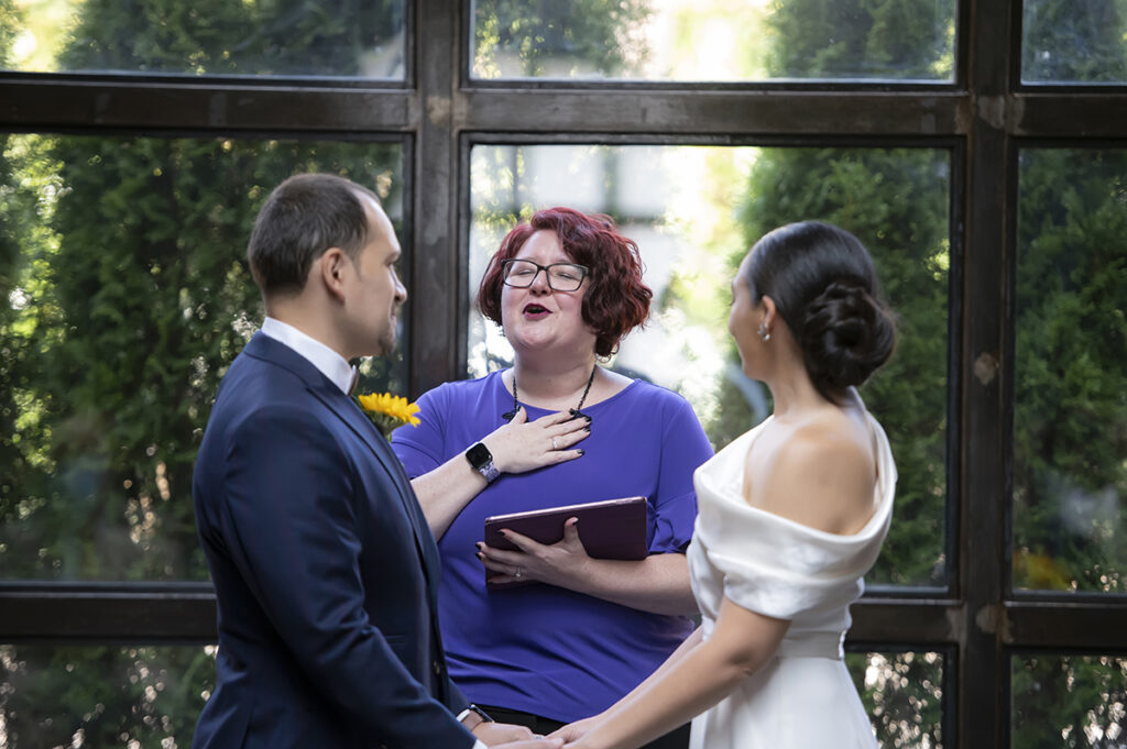 wedding ceremony at The Foundry in Long Island City