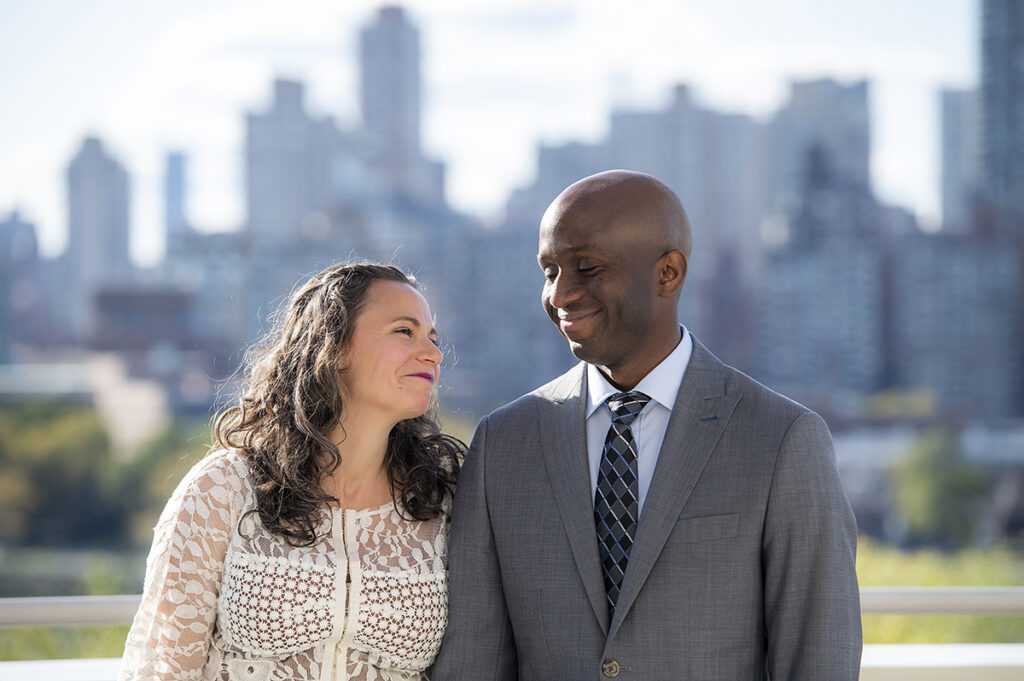 bride and groom married on Queens rooftop for their intimate wedding
