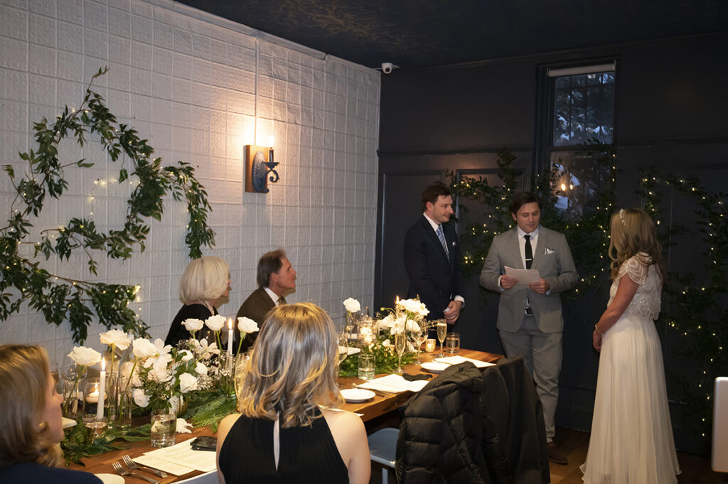 intimate wedding ceremony at Anthony David's in Hoboken