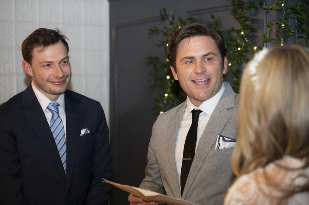 intimate wedding ceremony at Anthony David's in Hoboken
