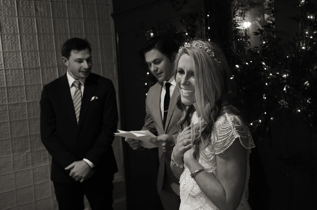 intimate wedding ceremony at Anthony David's in Hoboken