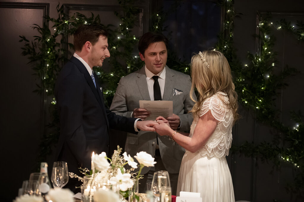 intimate wedding ceremony at Anthony David's in Hoboken