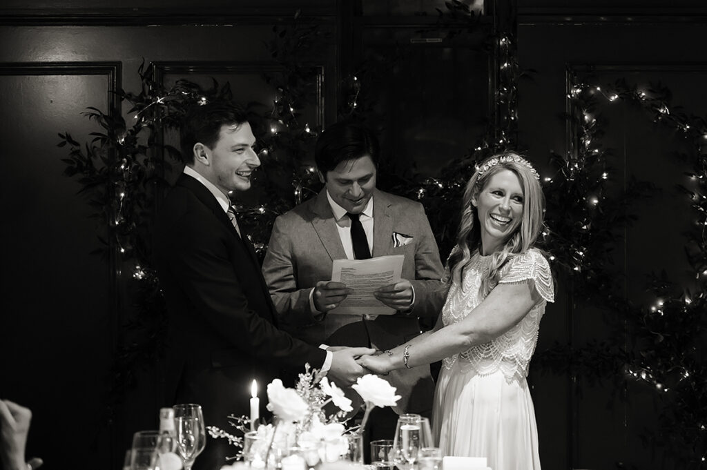 intimate wedding ceremony at Anthony David's in Hoboken