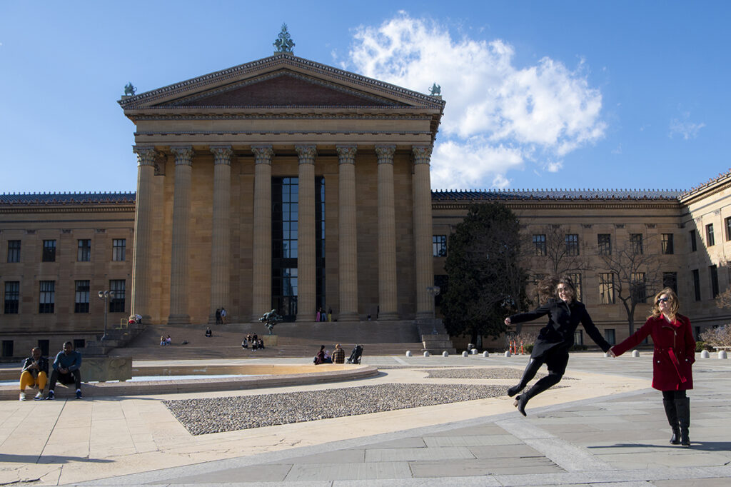 LGBTQ couple at The Philadelphia Museum of Art during their Philadelphia Engagement Session