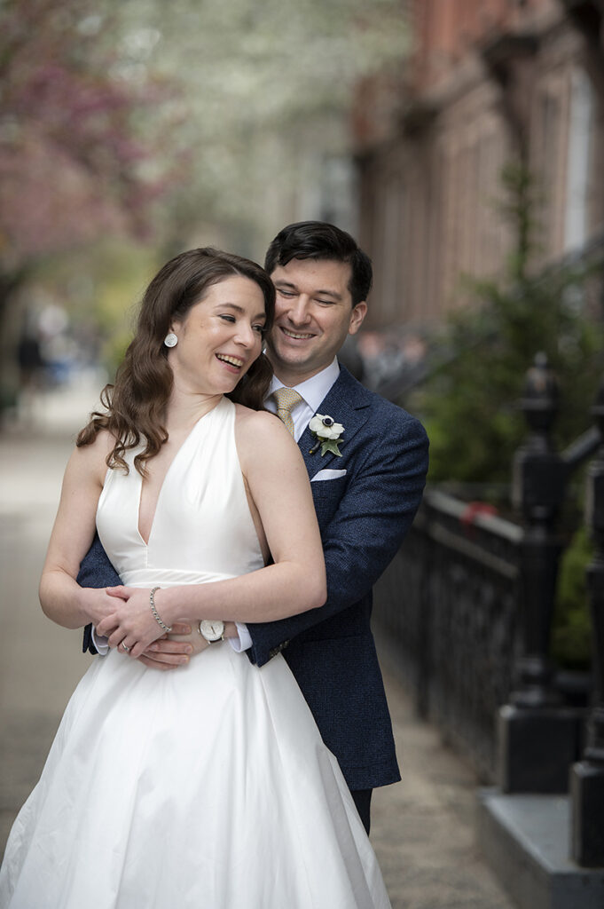 Bride and groom on their wedding day in Hoboken
