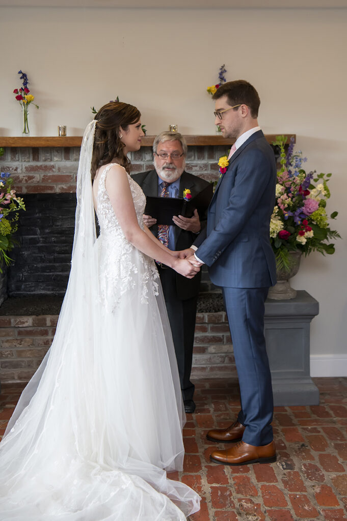 wedding ceremony at River House at Odette’s in New Hope.