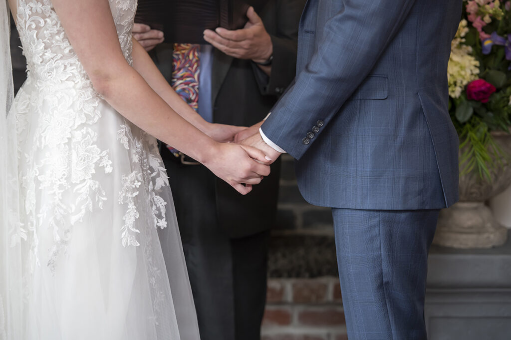 wedding ceremony at River House at Odette’s in New Hope.