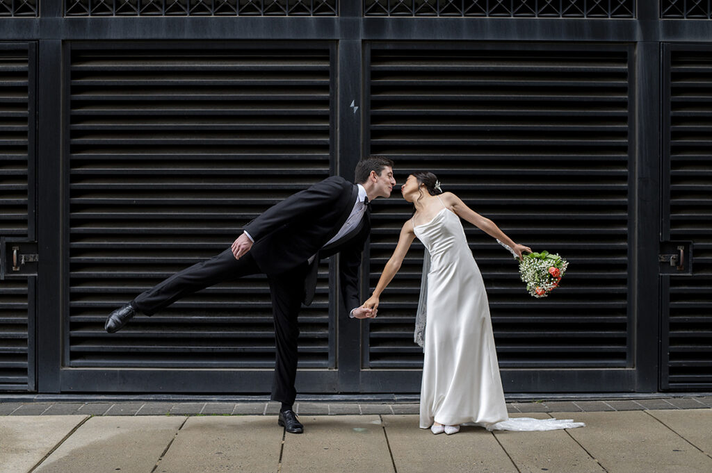 bride and groom on wedding day in NYC
