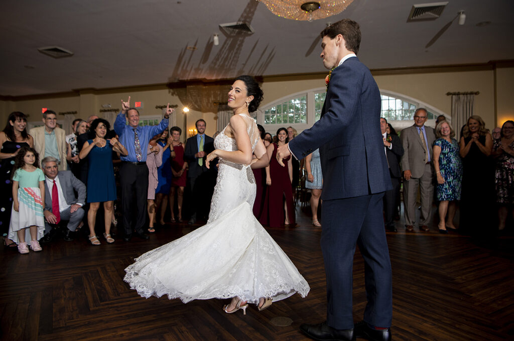 bride and groom at their reception at Belle Voir Manor at Pen Ryn Estate wedding
