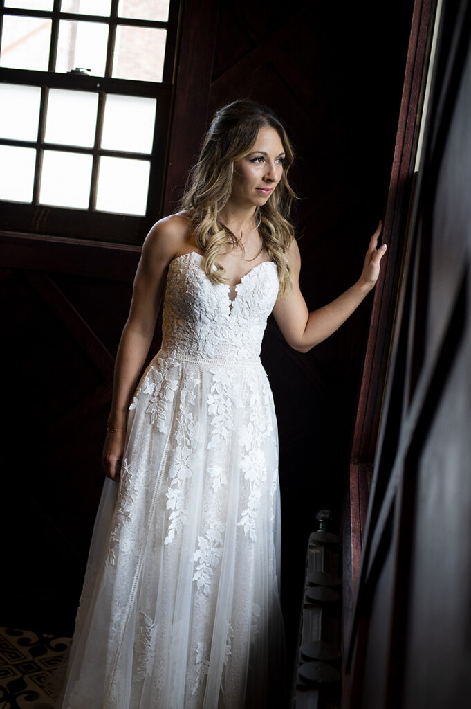 bride on her wedding day at Hotel du Village wedding