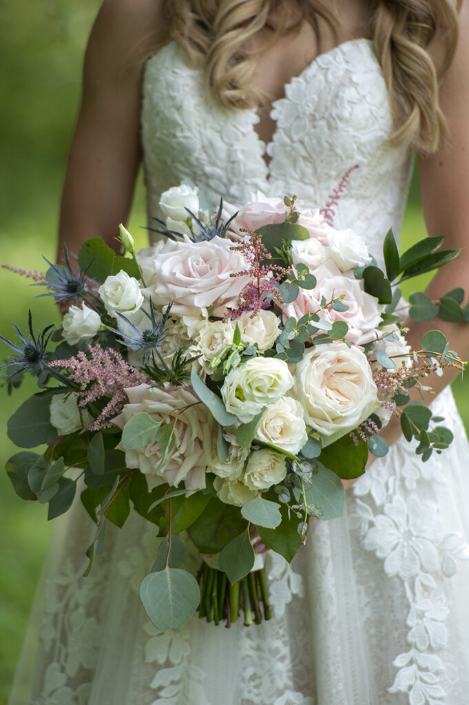 bride on their wedding day at Hotel du Village wedding