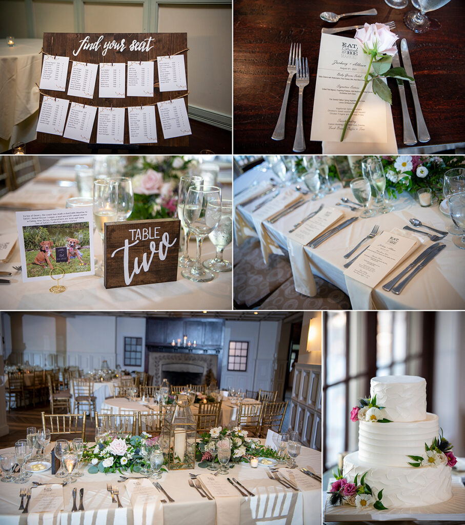 wedding reception details at Hotel du Village wedding