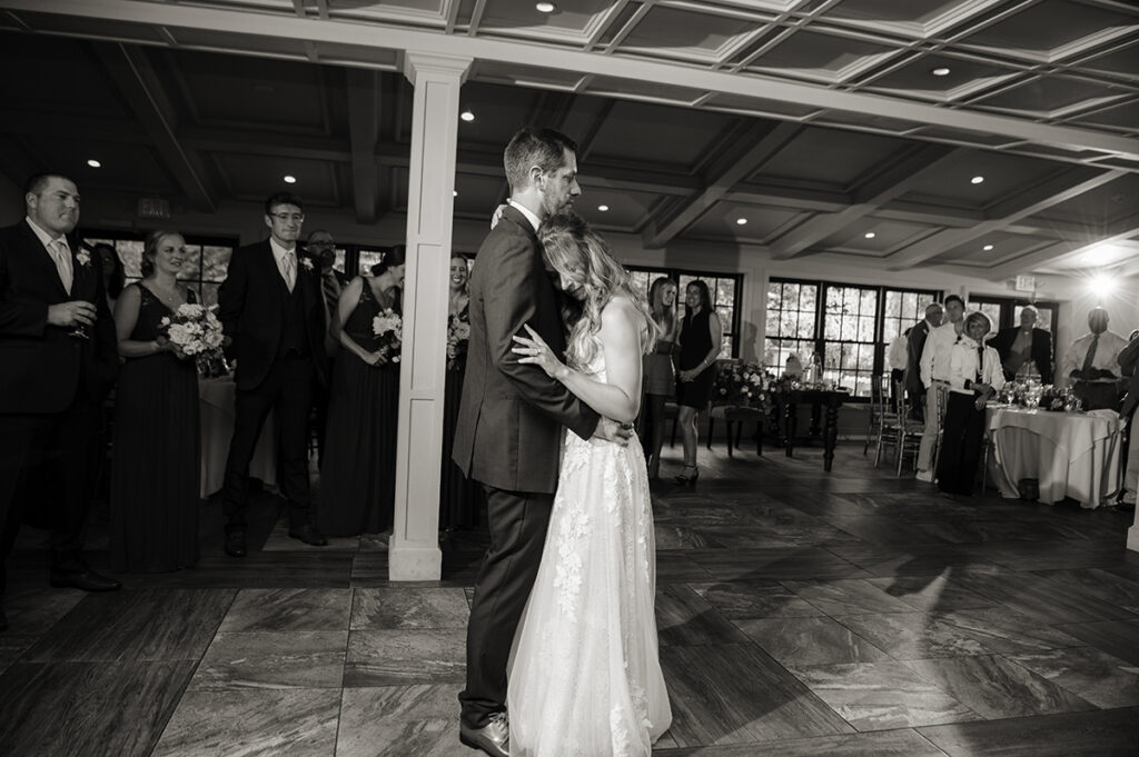 dancing during wedding reception at Hotel du Village wedding