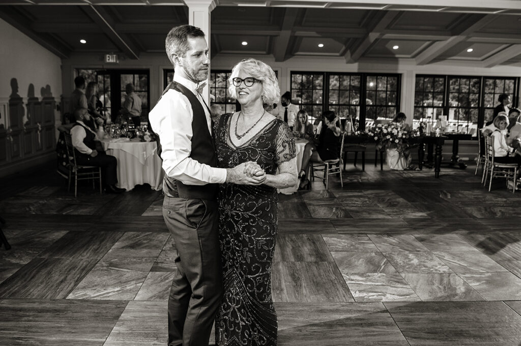 dancing during wedding reception at Hotel du Village wedding