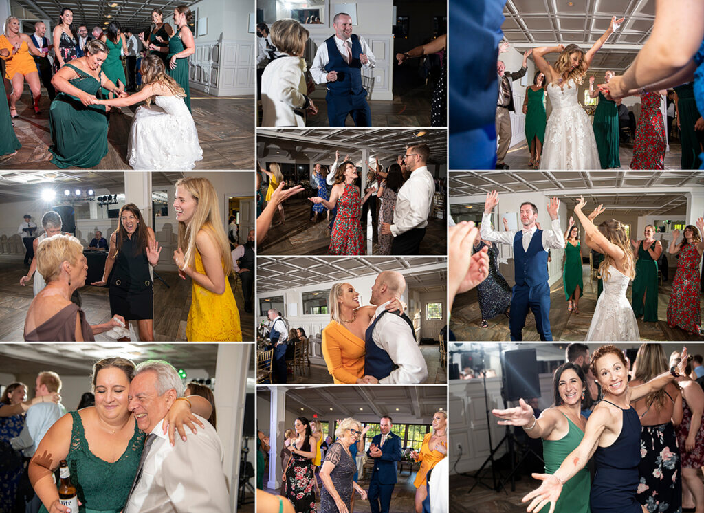 dancing during wedding reception at Hotel du Village wedding