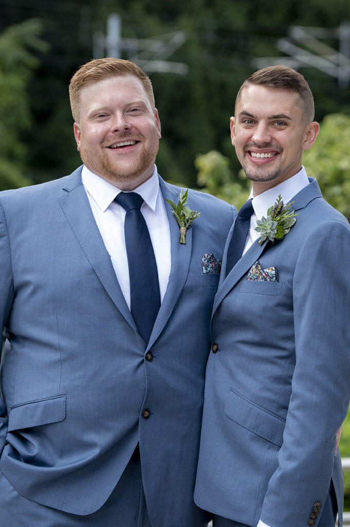 Two grooms on their wedding day in Hoboken