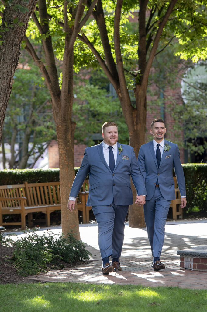 grooms entering their Intimate Hoboken wedding ceremony