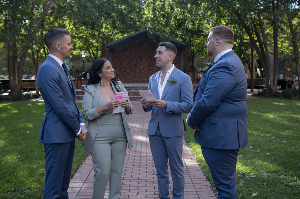 Intimate Hoboken wedding ceremony. 2 grooms. LGBTQ wedding