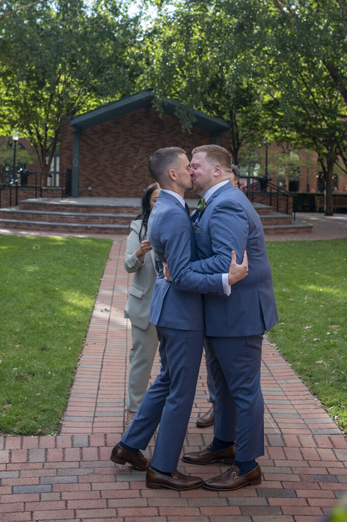 Intimate Hoboken wedding ceremony. 2 grooms. LGBTQ wedding