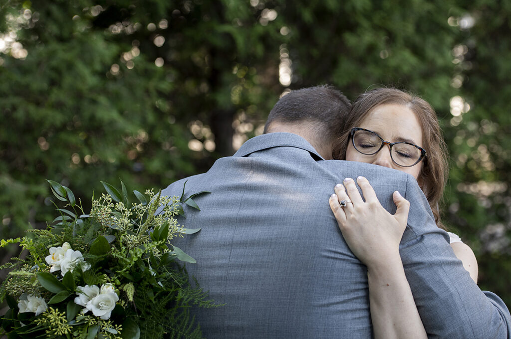 bride and groom first look