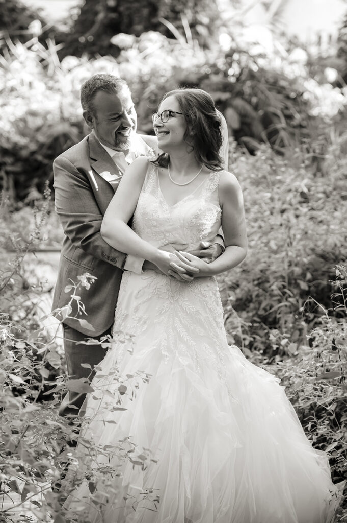bride and groom on their wedding day. The River Cafe wedding