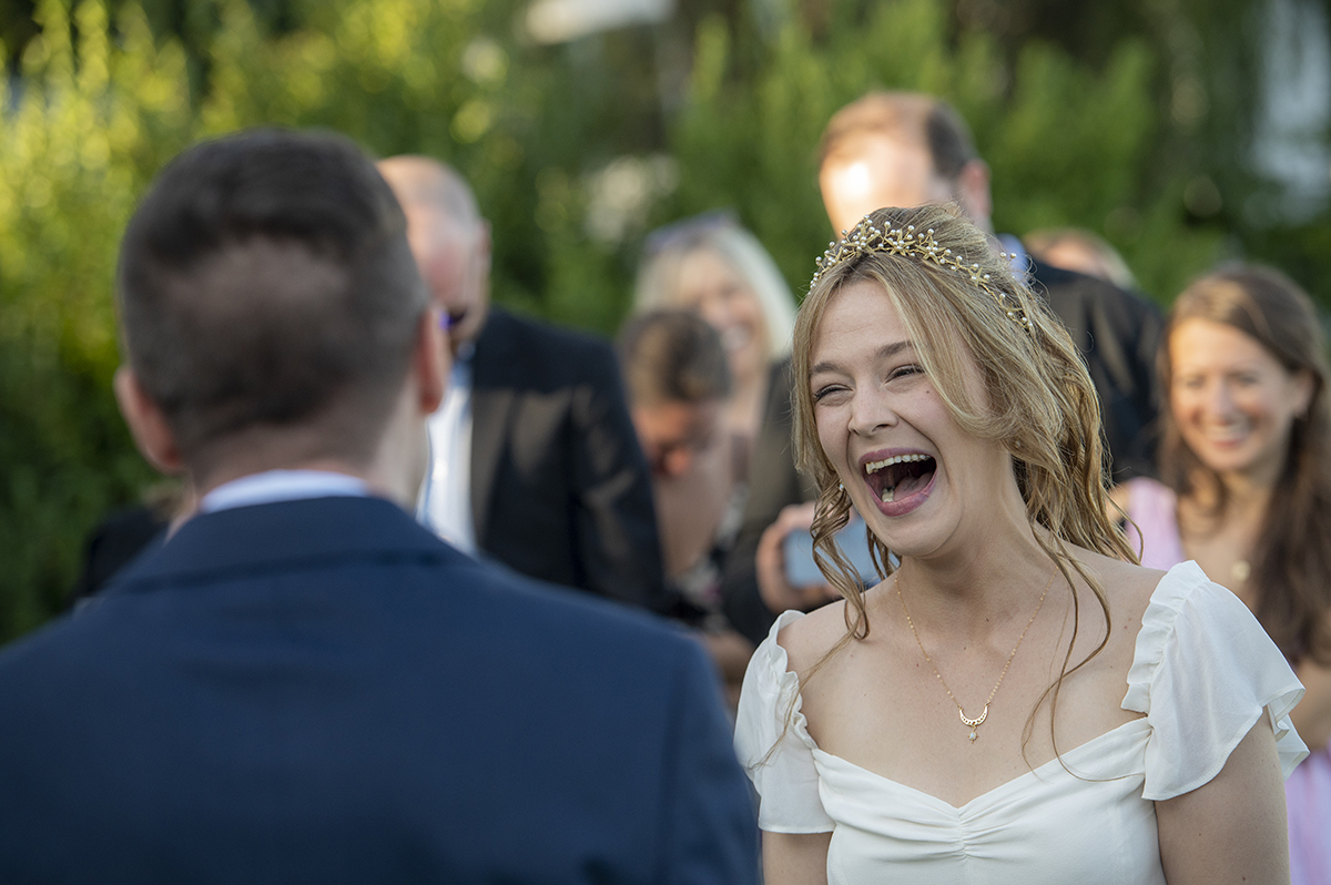 wedding ceremony at Oyster Bay backyard wedding