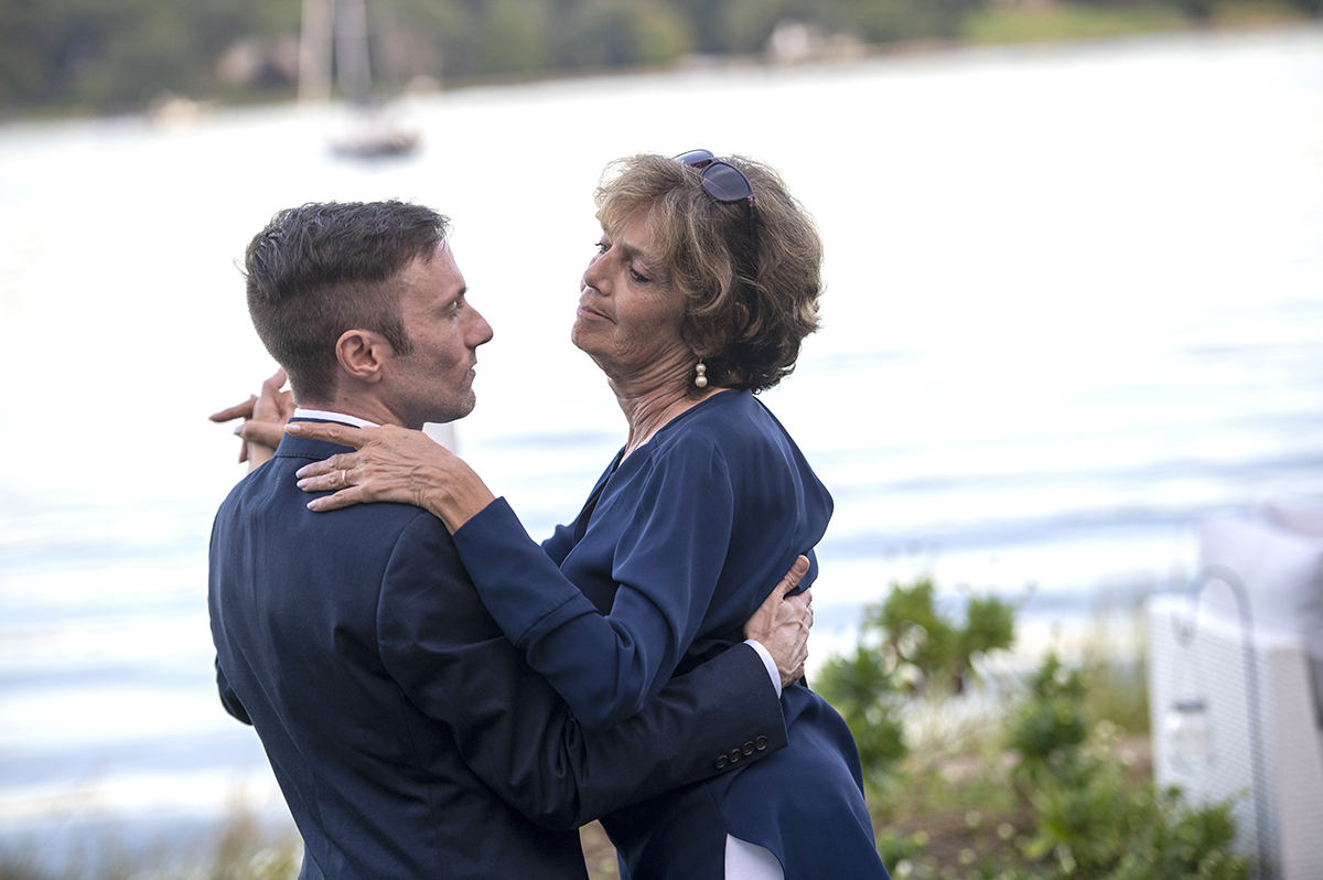 dancing at Oyster Bay backyard wedding reception