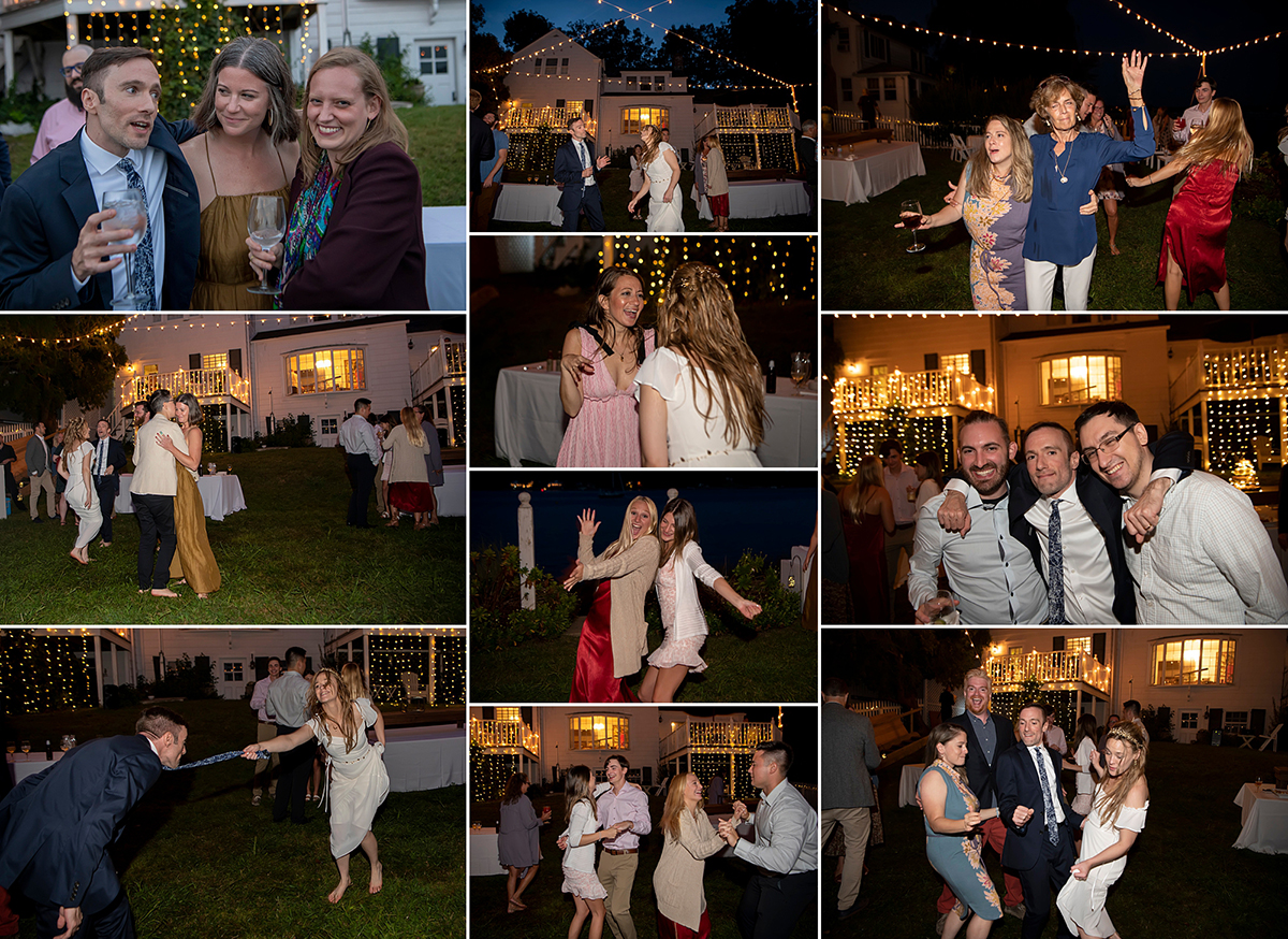 dancing at Oyster Bay backyard wedding reception
