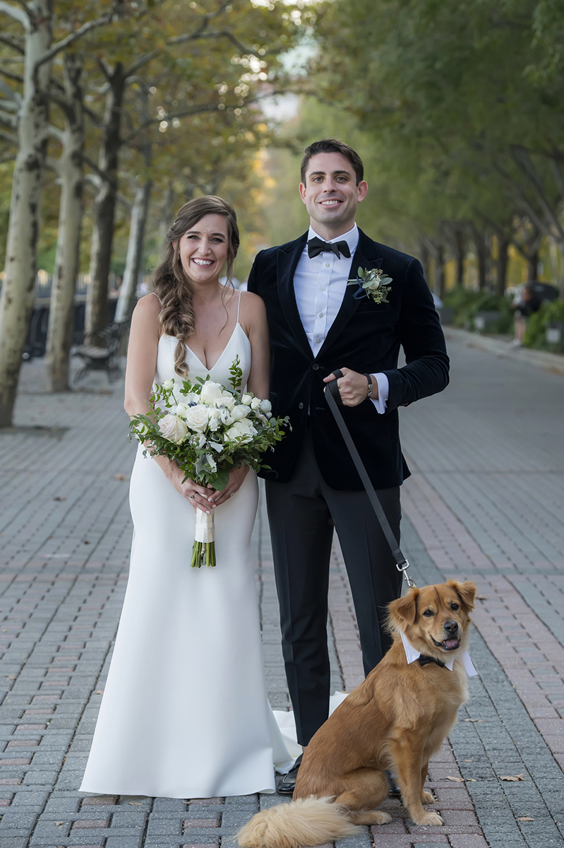 bride and groom in Hoboken on their wedding day