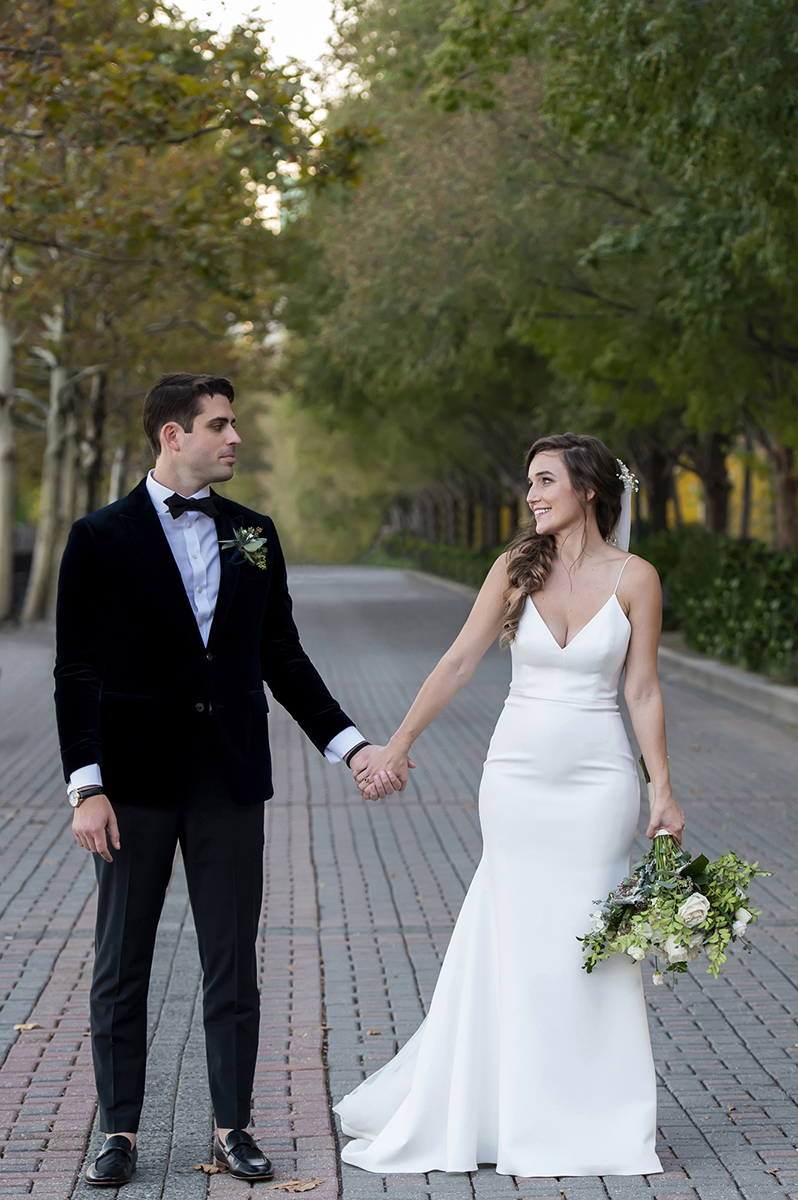bride and groom in Hoboken on their wedding day