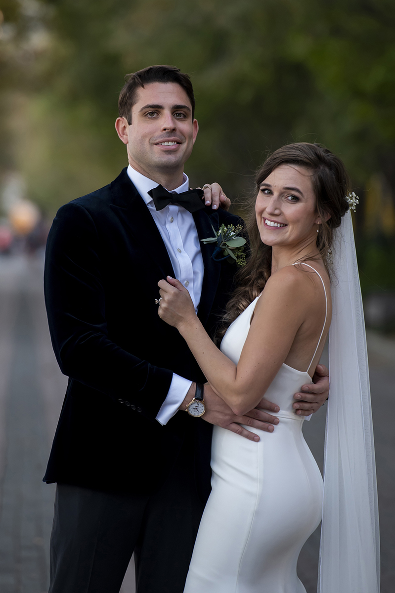 bride and groom in Hoboken on their wedding day
