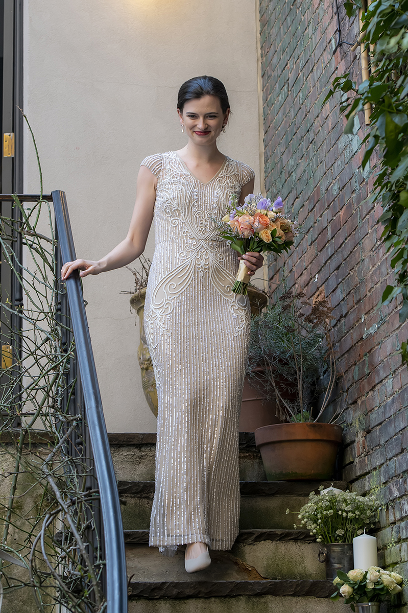 West Village intimate backyard wedding in NYC. LGBTQ wedding
