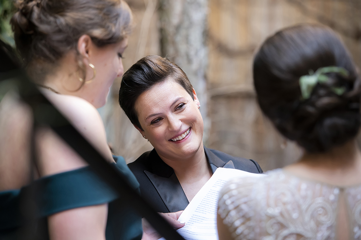 West Village intimate backyard wedding in NYC. LGBTQ wedding
