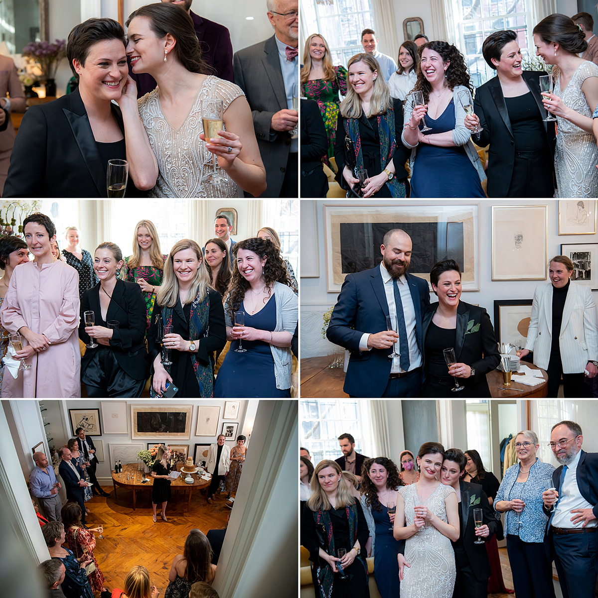 toasts for brides during their west village intimate backyard wedding in NYC. LGBTQ wedding