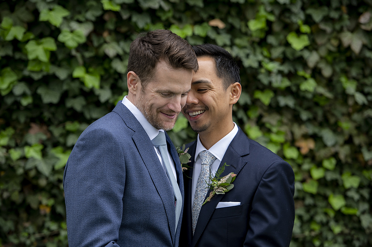 grooms on their wedding day at Liberty Hall Museum