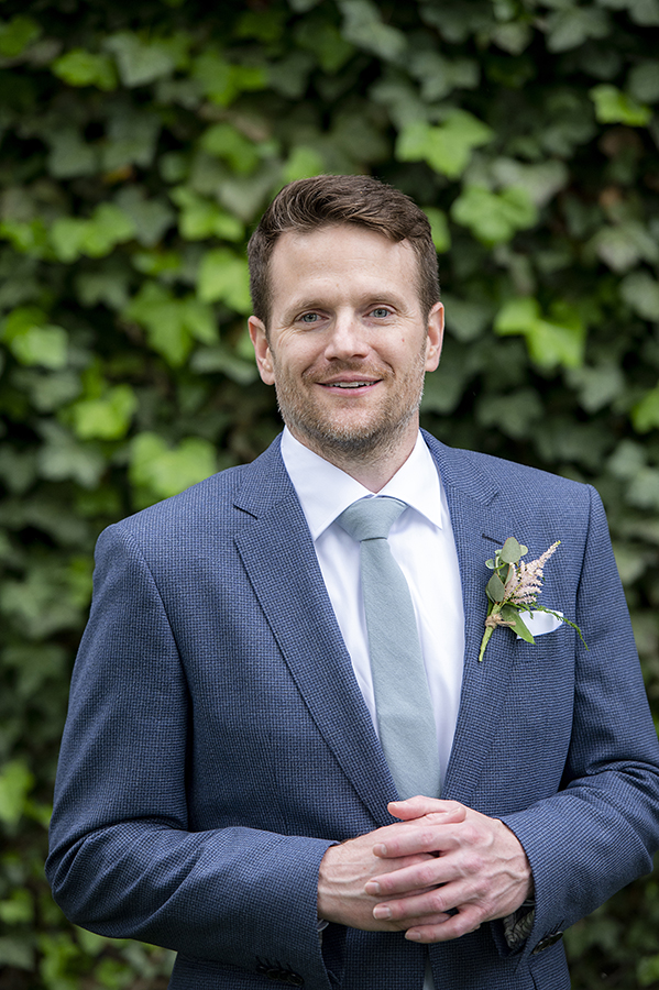 groom on wedding day at Liberty Hall Museum