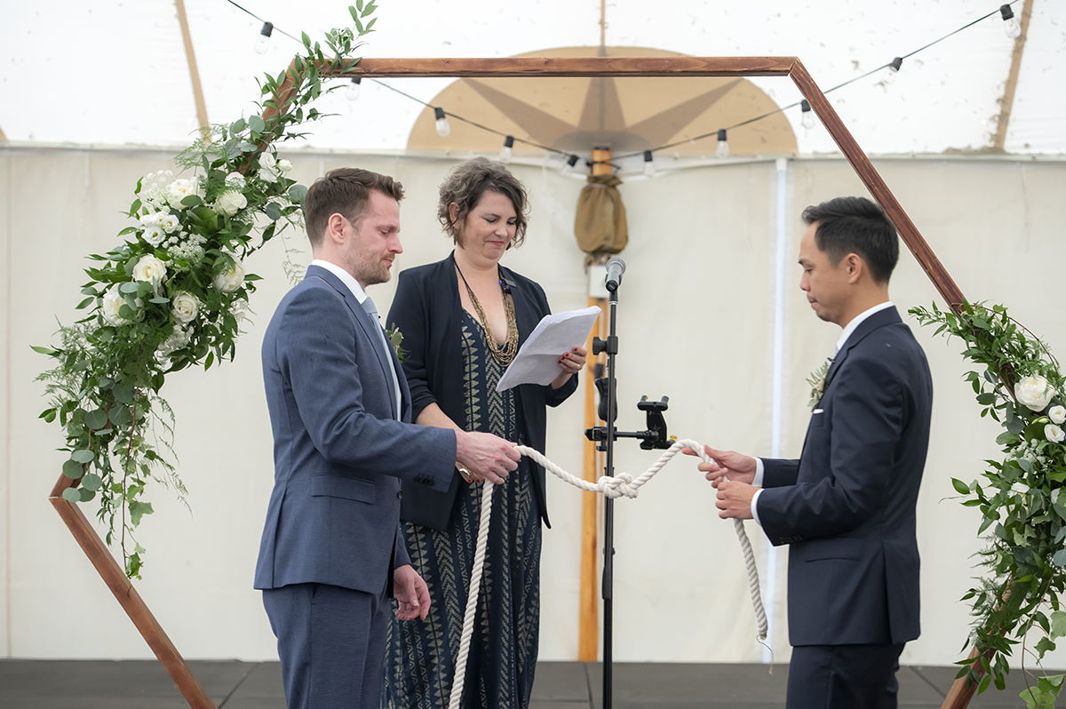 wedding ceremony at Liberty Hall Museum