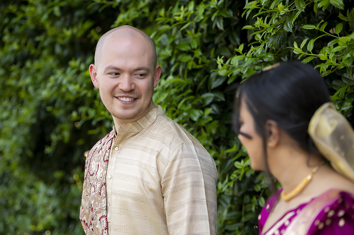 bride and groom on their wedding day at Glen Ridge Women’s Club
