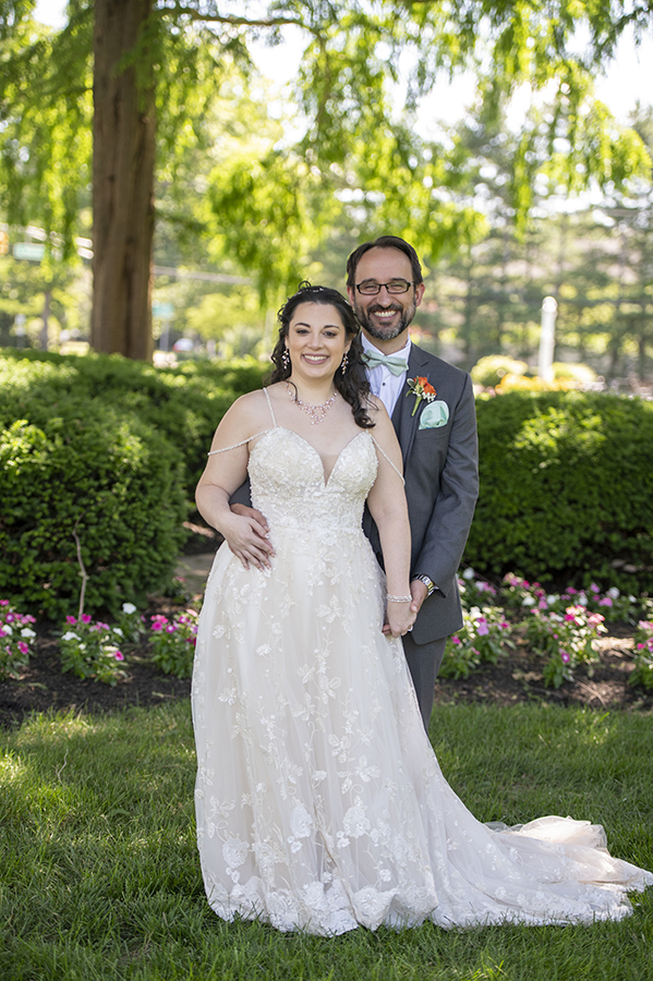 bride and groom on wedding day at Conservatory at The Madison Hotel Wedding in Morristown, NJ