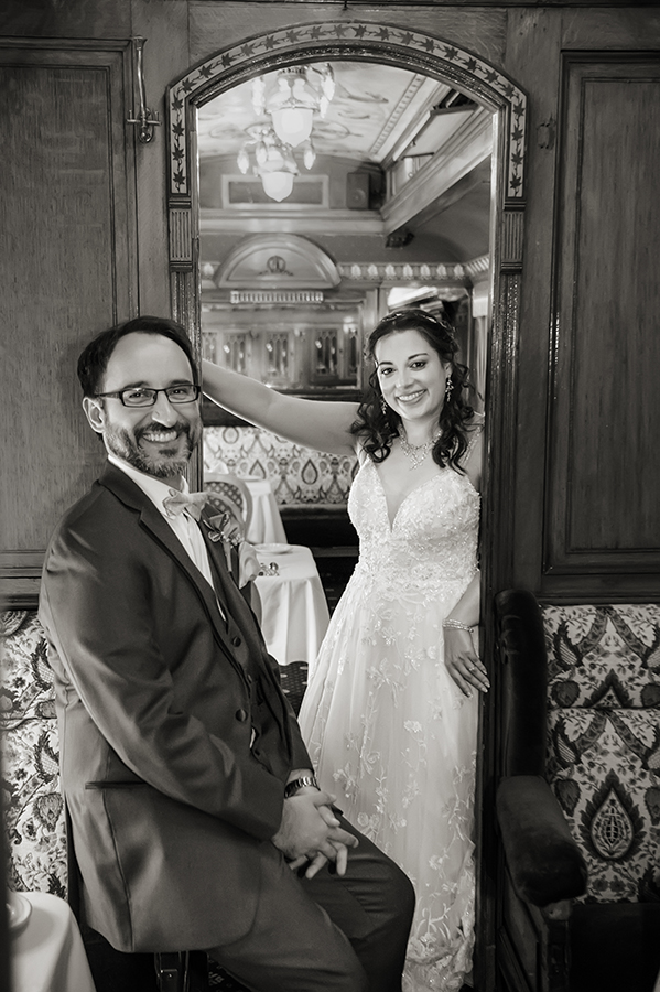 bride and groom on wedding day at Conservatory at The Madison Hotel Wedding in Morristown, NJ