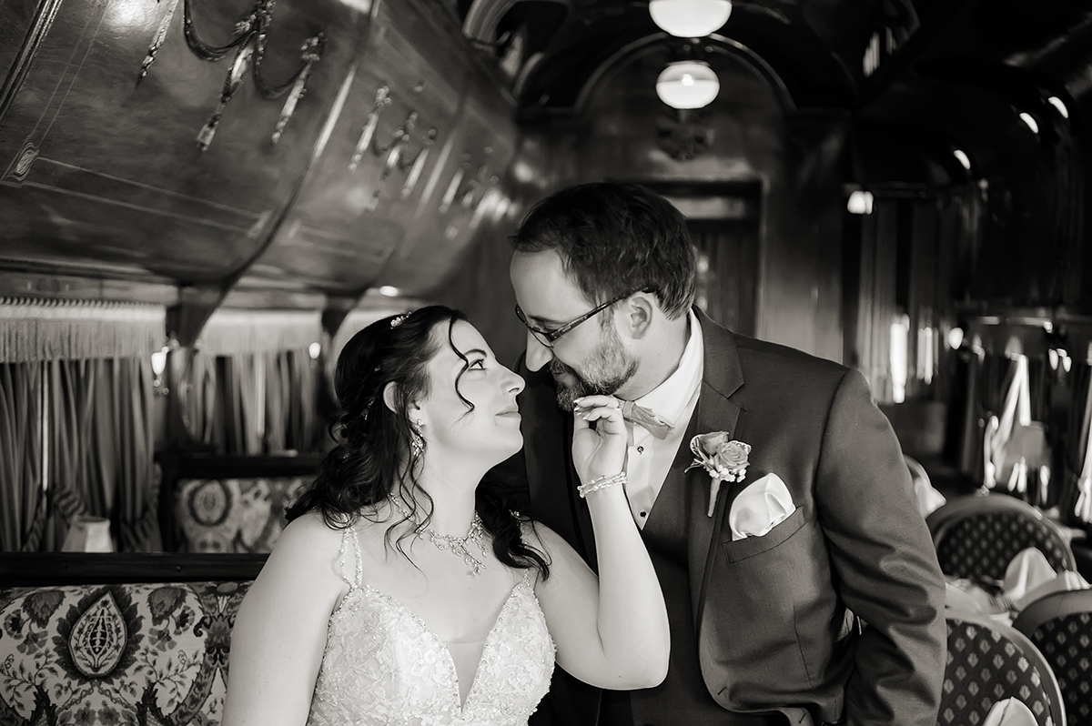 bride and groom on wedding day at Conservatory at The Madison Hotel Wedding in Morristown, NJ