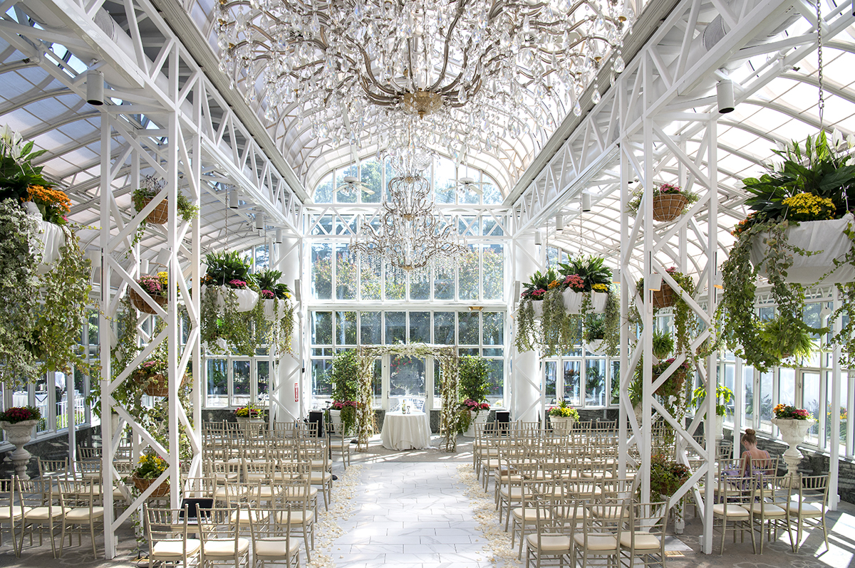 wedding ceremony setup at Conservatory at The Madison Hotel Wedding in Morristown, NJ