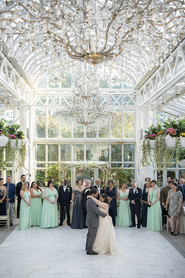 first dance at wedding reception at Conservatory at The Madison Hotel in Morristown, NJ