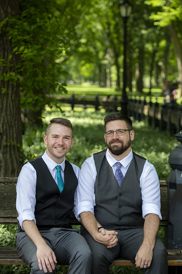 NYC elopement portraits in Central Park. LGBTQ wedding