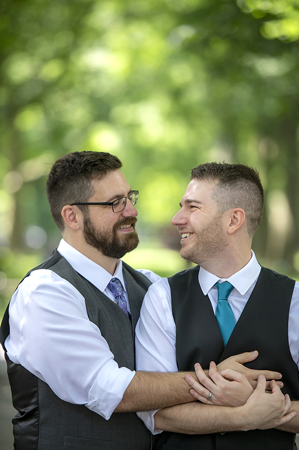 NYC elopement portraits in Central Park. LGBTQ wedding
